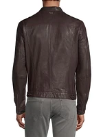 Band Collar Leather Jacket