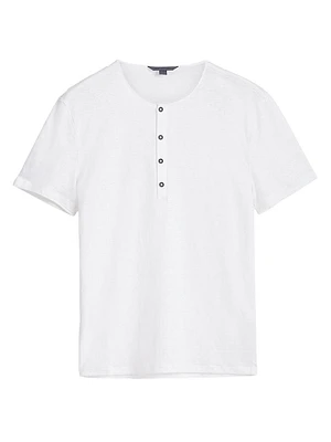 Linen Short-Sleeve Henley Shirt