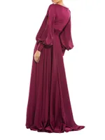 Ieena Satin Split-Sleeve Gown