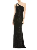 Ieena One-Shoulder Sheath Gown