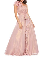 One-Shoulder Chiffon Gown