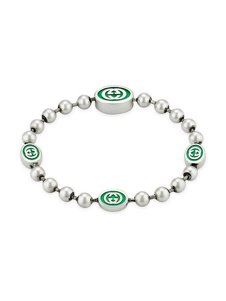 Unisex Sterling Silver Interlocking Logo Bracelet