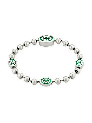 Unisex Sterling Silver Interlocking Logo Bracelet