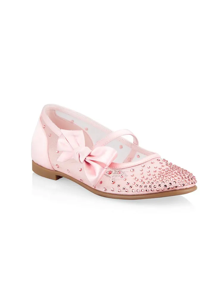 Little Girl's & Melodie Strass Satin Flats