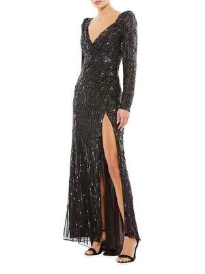 Metallic V-Neck Gown