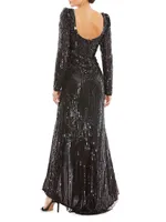 Metallic V-Neck Gown