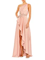 Satin One-Shoulder Gown