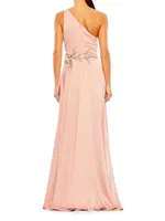 Satin One-Shoulder Gown