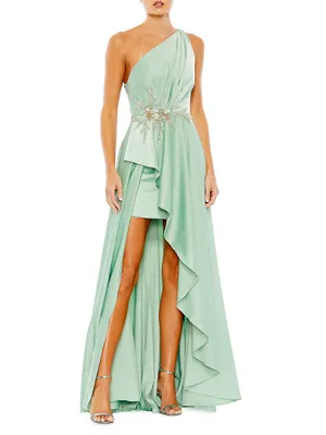 Satin One-Shoulder Gown