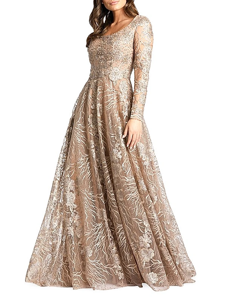 Metallic Embellished Gown
