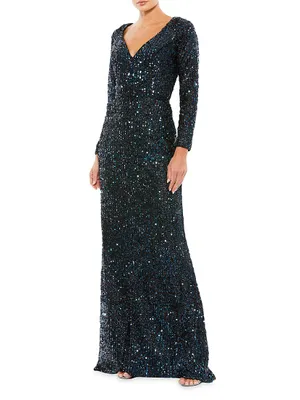 Metallic V-Neck Gown