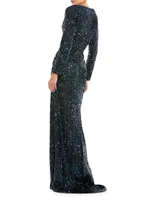 Metallic V-Neck Gown