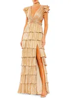 Ieena Metallic Tiered Gown