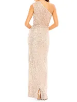 Sequined Asymmetric Gown