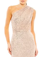 Sequined Asymmetric Gown