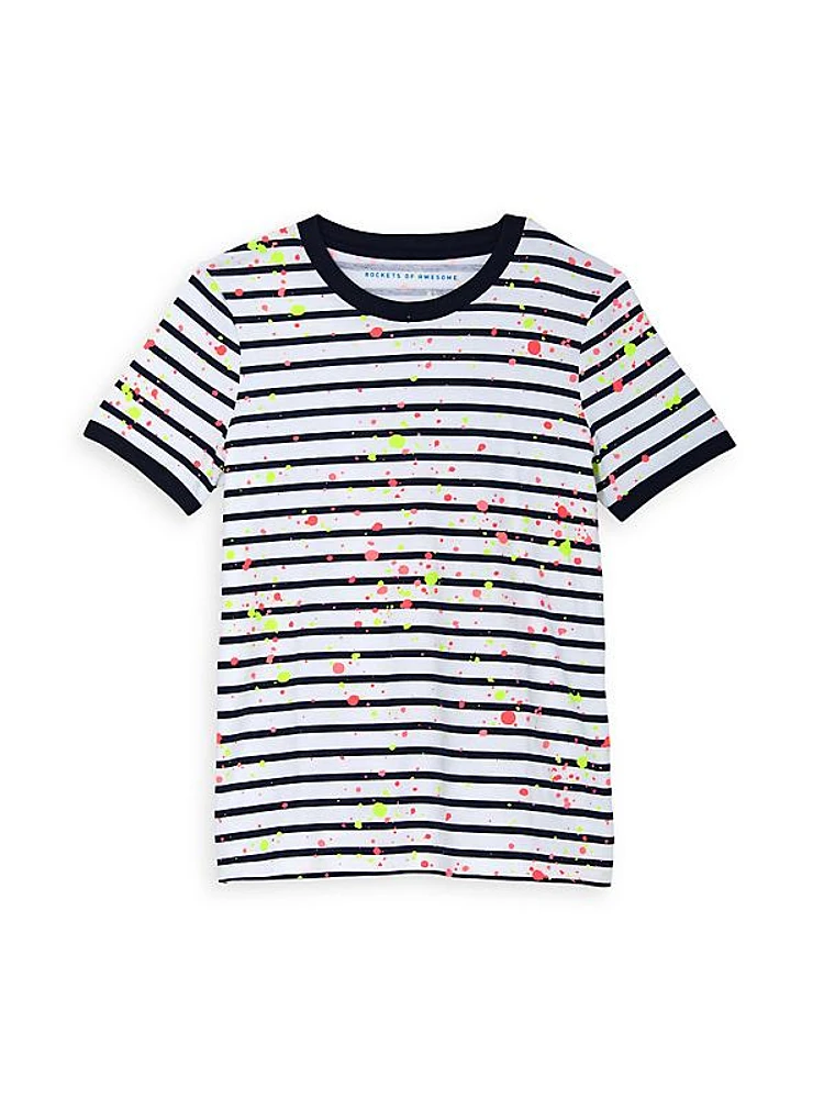 Little Boy's & Boy's Splatter Stripe Ringer Tee