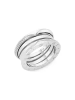 B.Zero1 18K White Gold & Diamond Three-Band Ring