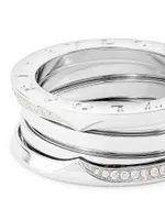 B.Zero1 18K White Gold & Diamond Three-Band Ring