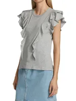 Bea Ruffled Cotton T-Shirt