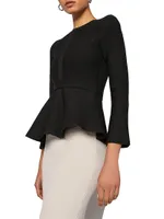 Belted Crepe Knit Peplum Jacket