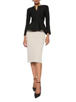 Belted Crepe Knit Peplum Jacket