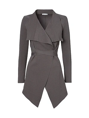Draped Crepe Knit Tie-Front Jacket