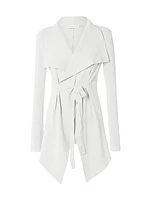 Draped Crepe Knit Tie-Front Jacket