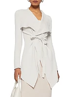 Draped Crepe Knit Tie-Front Jacket