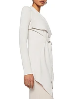 Draped Crepe Knit Tie-Front Jacket