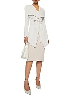 Draped Crepe Knit Tie-Front Jacket