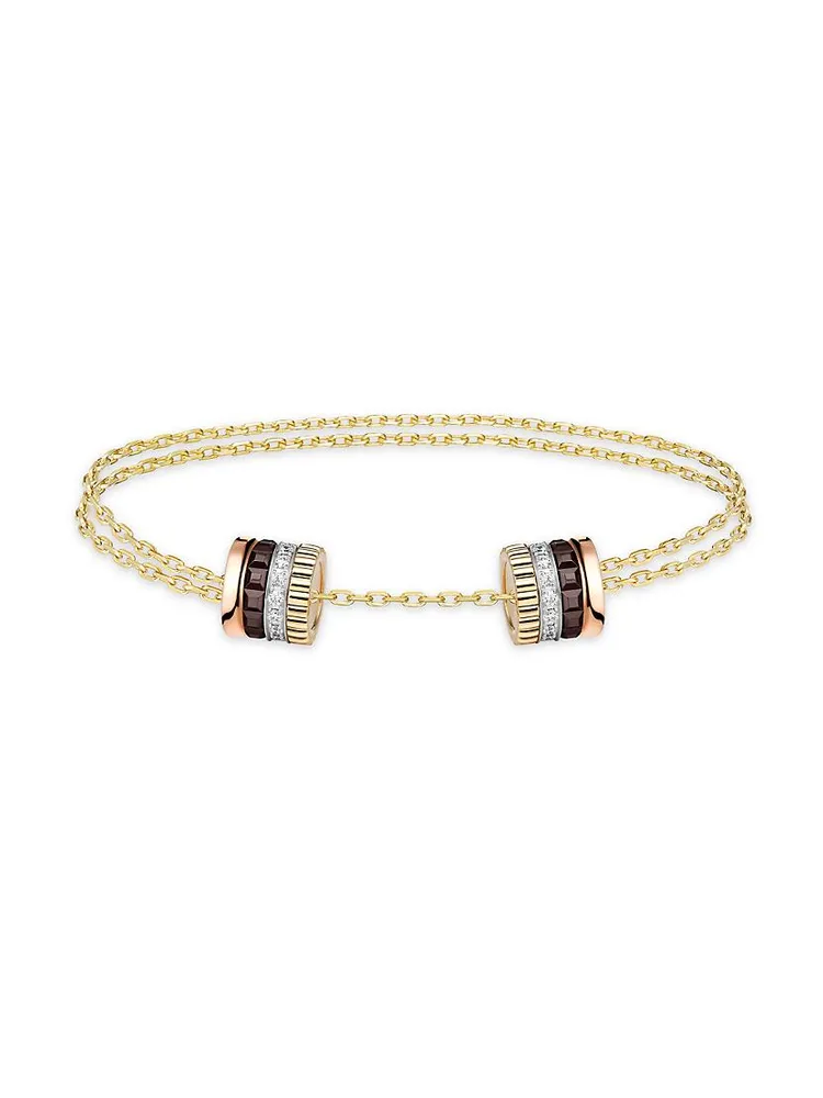 Quatre Classique Tri-Tone 18K Gold & 0.24 TCW Diamond Chain Bracelet