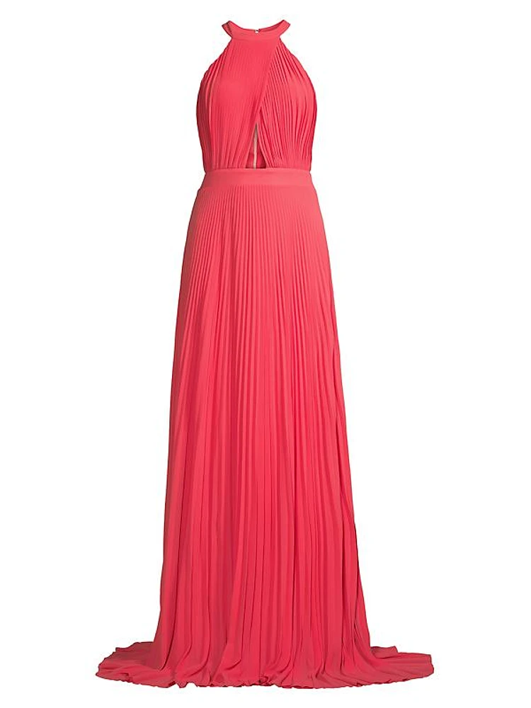 Pleated Halter Gown