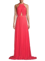 Pleated Halter Gown