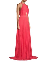 Pleated Halter Gown