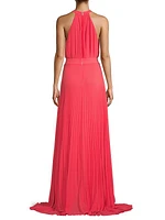 Pleated Halter Gown