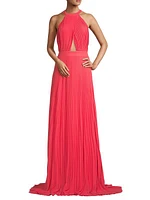 Pleated Halter Gown