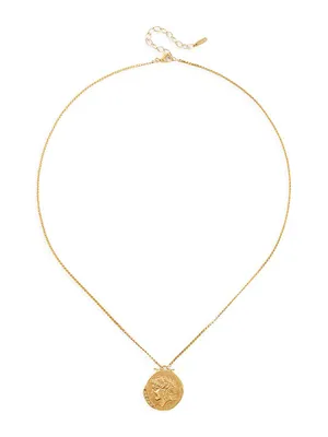 18K-Gold-Plated & Champagne Diamonds Coin Necklace