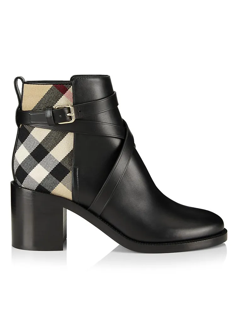 Pryle House Check & Leather Ankle Boots