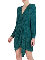 V-Neck Ruffle Wrap Minidress