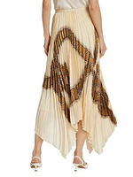 Rope-Print Pleated Silk Handkerchief Skirt