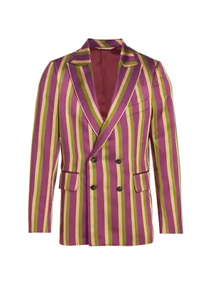 Juniper Striped Double-Breasted Blazer