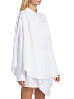 Draped Brand-Embroidered Shirt