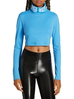 Cropped Logo Turtleneck Top