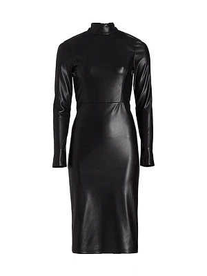 Delora Faux Leather Sheath Dress