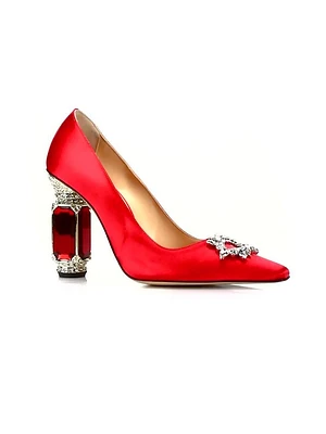 Aurum Satin Crystal-Embellished Pumps