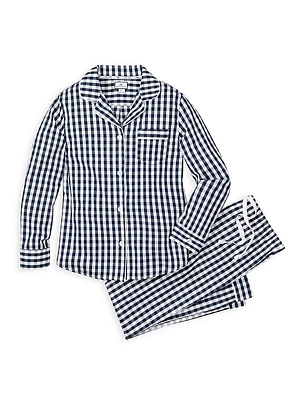 2-Piece Gingham Twill Top & Bottom Pajama Set