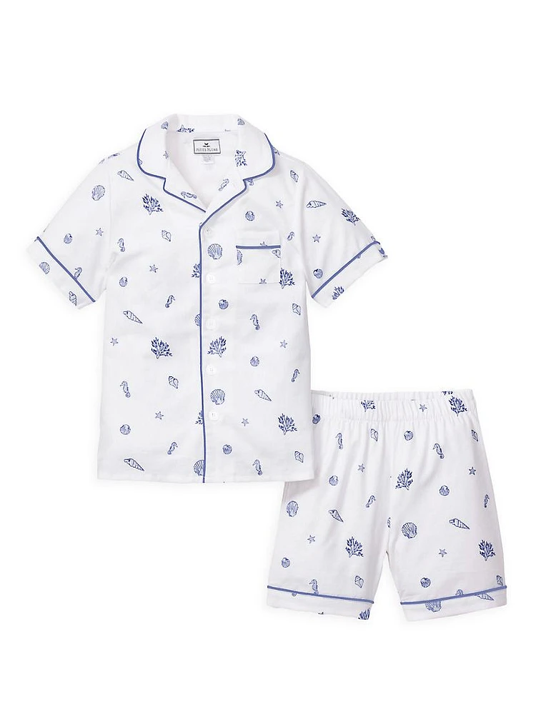 Little Kid's & 2-Piece Suffolk Seashells Classic Shirt Shorts Set