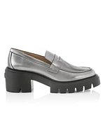 Soho Metallic Leather Lug-Sole Loafers