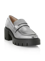 Soho Metallic Leather Lug-Sole Loafers