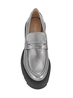 Soho Metallic Leather Lug-Sole Loafers